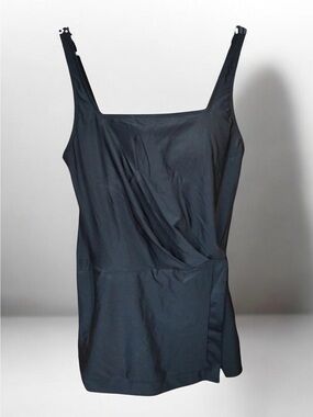 NWT Beyond Control Sleek Black Square-Neck Swim dress
